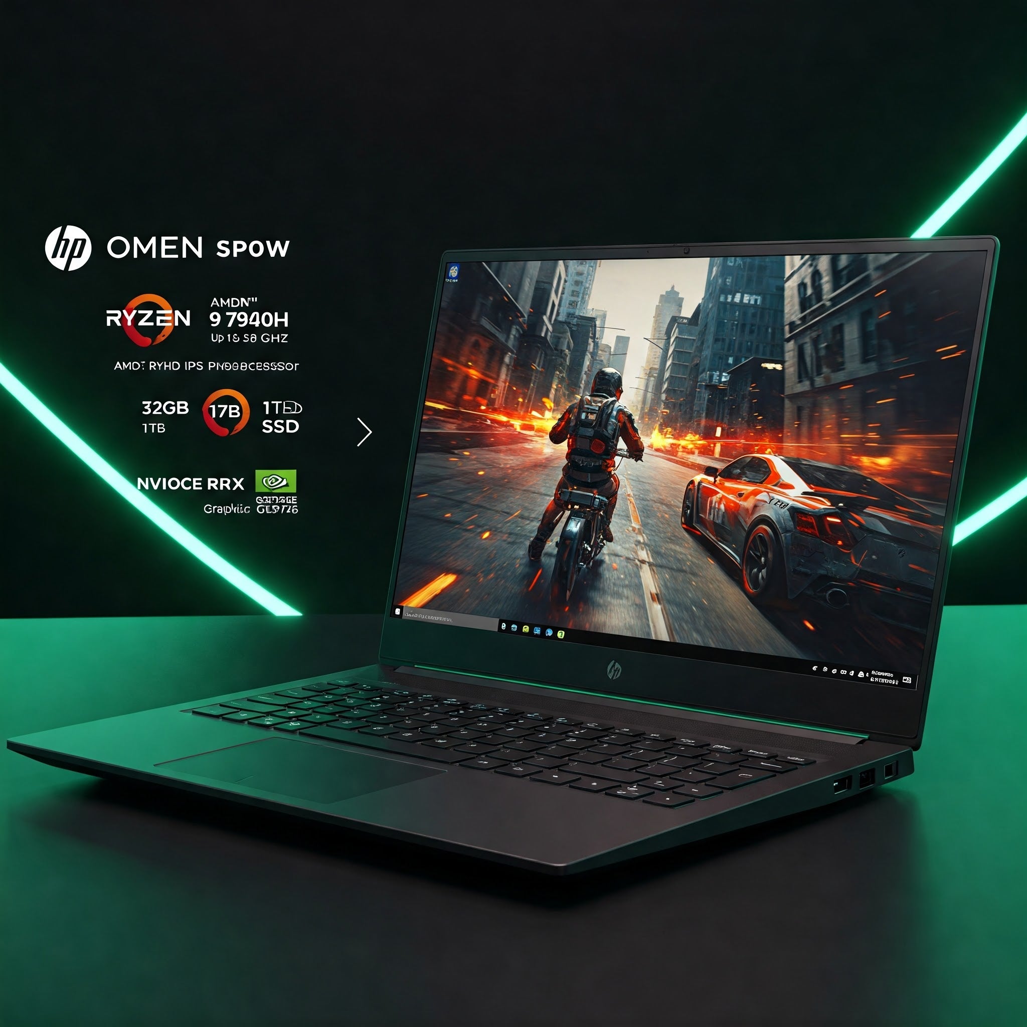 Laptop Gaming HP OMEN 16 AMD Ryzen™ 9 7940H up to 5.20 GHz, 240Hz, 32GB, 1TB SSD, NVIDIA GeForce RTX 4070 8GB GDDR6